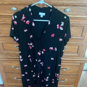 JJill short sleeve black floral dress